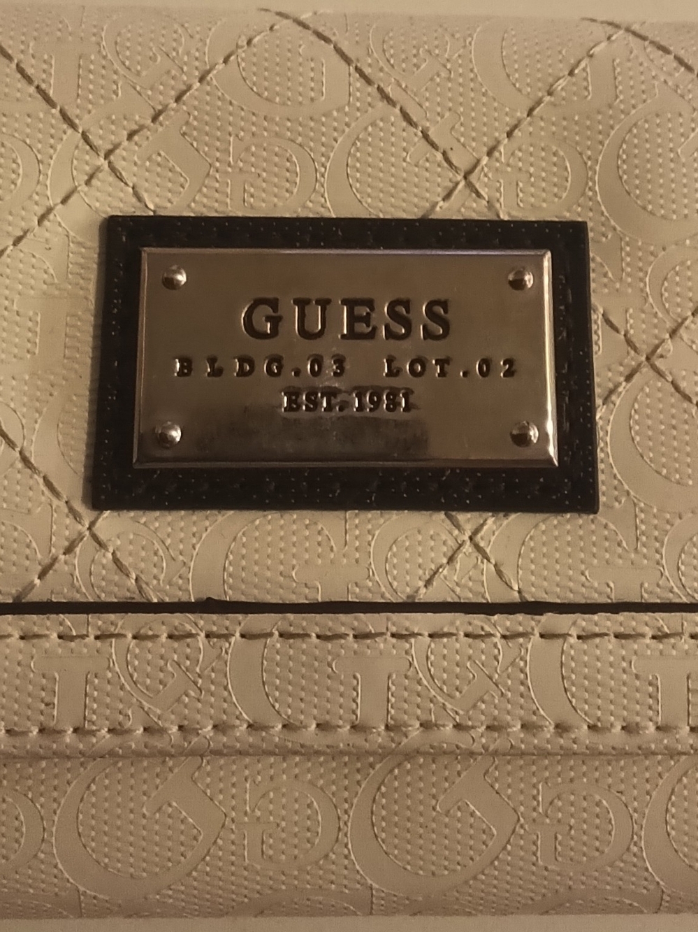 GUESS Quilted Logo White Crossbody Bag